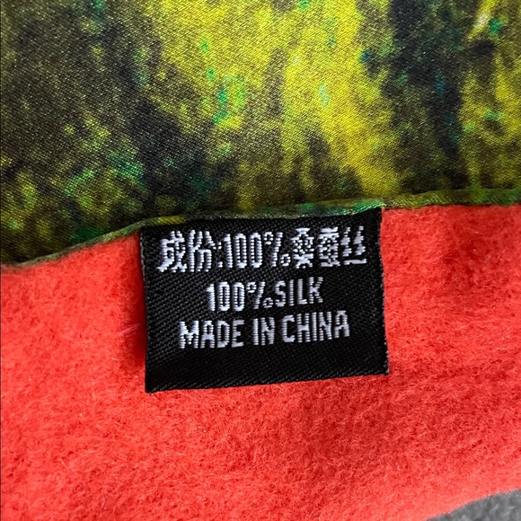 100% Silk Vibrant Multicolour Abstract Scarf Classic Luxury Fringe Boho Chic - Picture 2 of 8